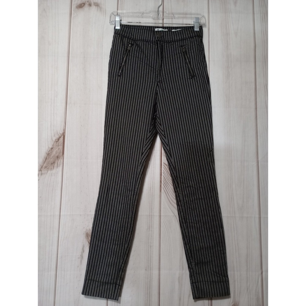Hollister Ultra High Rise Pinstripe Zip Pocket Pants Womens‎ Small Black White